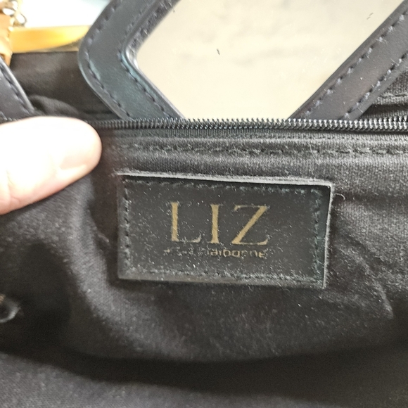 Vintage Liz Claiborne Navy with Gold snap purse. Adjustable 42" strap. EUC. - Picture 5 of 8